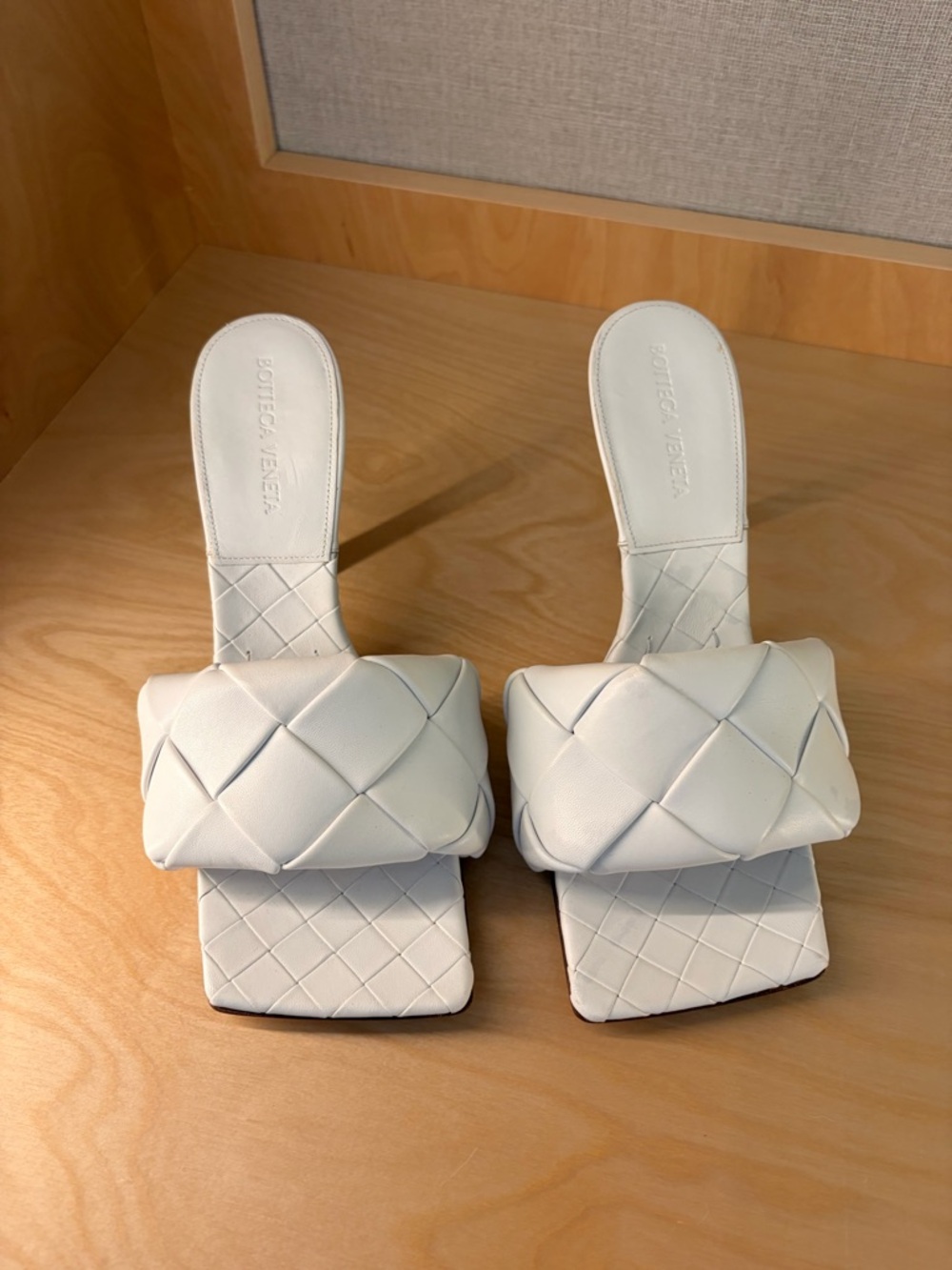 Bottega Veneta White Padded Intrecciato Slide Mules